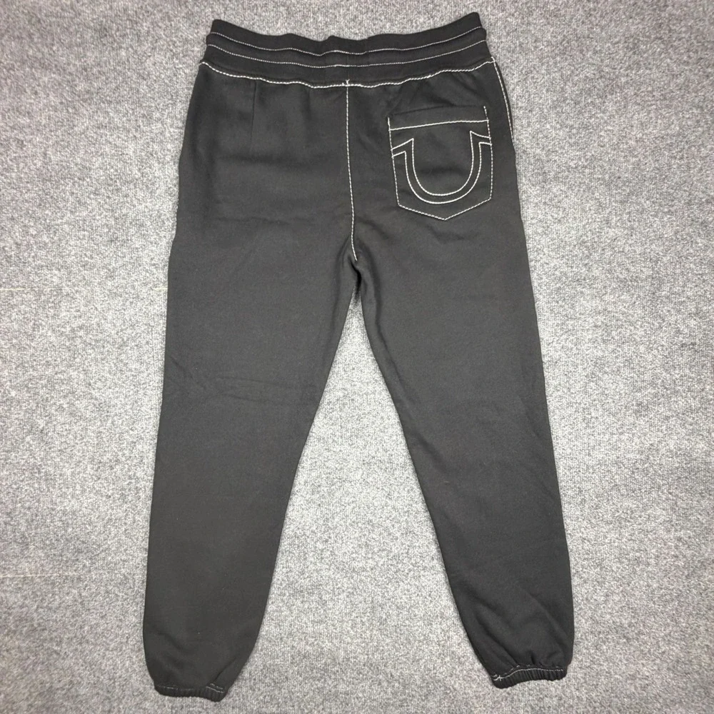 True Religion Big T‎ Jogger Black White Contrast Stitch Sweatpants Small NEW